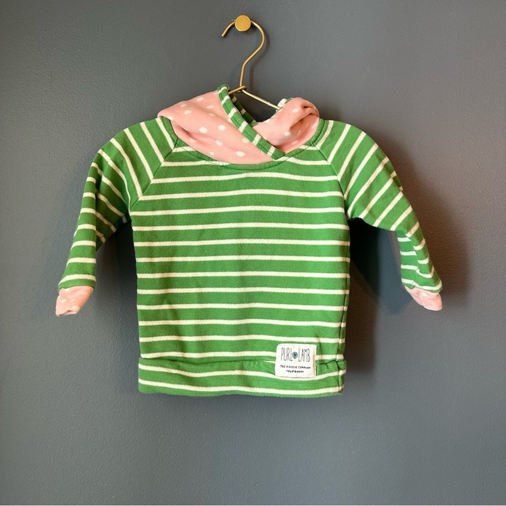Purl lamb Green and Pink Striped Kids Hoodie